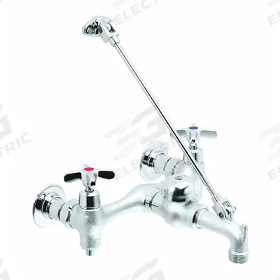 SPEAKMAN Straight Service Sink Faucet: Wall, Centerset, Brass, Chrome, 14 gpm Flow Rate - Widespread Utility Faucets