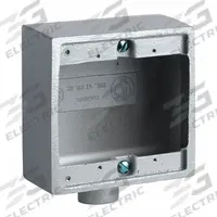 HUBBELL KILLARK Device Box: Iron, Square, 2 Gangs, 1/2 in Hub Size, 47 cu in Capacity, Gray (MPN 2FD-1M). Key specifications — Color: Gray; Brand: HUBBELL KILLARK.