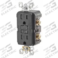 LEVITON GFI Receptacle: Decorator Duplex, 5-15, Black, GFCI, 125V AC, 15 A, 2 Pole / 3 Wire (MPN GFTR1-E)