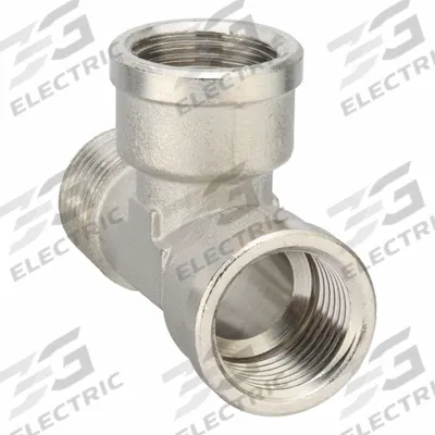 LEGRIS Metal Pipe Tee: Tee, 1/2 in x 1/2 in x 1/2 in, Nickel-Plated Brass, 870 psi - Threaded Medium-Pressure Pipe Fittings