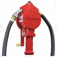 FILL-RITE Hand Pump: Rotary, Pump with Hose & Nozzle, Bung, 12.8 oz per stroke, Aluminum, Manual (MPN FR112). Key specifications — Brand: FILL-RITE; Seal Material: Buna-N; Suction Tube Material: Steel; Maximum Flow Rate: 12.8 oz per stroke; Spout/Nozzle: Manual Aluminum Nozzle.