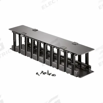RITTAL Cable Management: Horizontal, 2 U, 19 in Overall Dp, Black, 9969597 - Horizontal Finger-Style Cable Managers