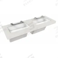 BRADLEY Wash Station: OmniDeck, Silver Mist, Terreon®, Sensor, 63 in Overall Lg, 26 in Overall Wd (MPN S93-757). Key specifications — Series: OmniDeck; Includes: Soap Dispenser; Color: Silver Mist; Brand: BRADLEY; Sink Type: Wash Station; Material: Terreon®; Sink Material: Polymer Resin.