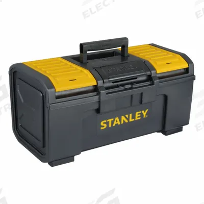 STANLEY Tool Box: 19 in W 11 in D 10 3/16 in H, Plastic, Black, Hinged Lid, Padlock - Plastic Tool Boxes
