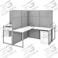 BUSH BUSINESS FURNITURE Modular Cubicle Workstation: 66 in Overall Ht, 119 in Overall Wd, White (MPN EODH76SWH-03K). Key specifications — Brand: BUSH BUSINESS FURNITURE; Office Cubicle Color: White.