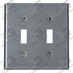 LEVITON Wall Plate: Toggle, 2 Gang, Silver, Std Size (MPN 84009-40). Key specifications — Brand: LEVITON; Material: Stainless Steel.