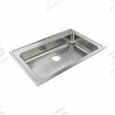 JUST MANUFACTURING Bowl Drop-In Sink: 33 in Overall Lg, 21 1/4 in Overall Wd, 6 in Bowl Dp - One-Bowl Counter-Mounted Kitchen & Bar Sinks without Faucets