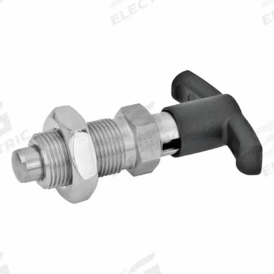 JW WINCO Indexing Plungers with T-Handle: Locking, 18-8 SS Body & Plunger, M12x1.5 - Locking T-Handle Indexing Plungers with Jam Nut