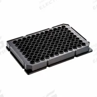 CAPLUGS 96-Well Round Microplates: Non-Sterile, 96 Wells, 0.32 mL, 85 mm Dia, Round, Polystyrene (MPN 2908196Z1RE1). Key specifications — Brand: CAPLUGS; Body Color: Black; RNase/DNase Free: No; Well Shape: Round; Material: Polystyrene.