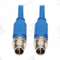 EATON TRIPP LITE Ethernet Cable: 9.8 ft Lg, X Coding, M12 Male Straight x M12 Male Straight, PoE++ (MPN NM12-601-03M-BL). Key specifications — Brand: EATON TRIPP LITE; Cable Jacket Color: Blue; End 1 Coding: X; End 2 Coding: X; IP Rating: IP68; Performance Category: Cat6; Power over Ethernet (PoE): PoE++.