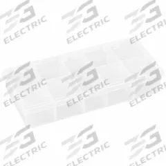 FLAMBEAU Compartment Box: 3 1/2 in x 7 in x 1 3/8 in, Clear, Not Electrostatic Discharge Conductive (MPN T210). Key specifications — ESD Conductive: Not Electrostatic Discharge Conductive; Color: Clear; Compartment WxD: (8) 1-5/16 in x 1-9/16 in; Brand: FLAMBEAU; Material: Plastic.