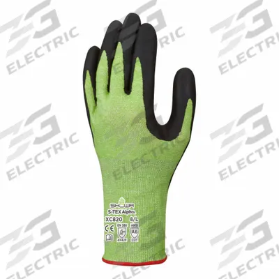 SHOWA Knit Gloves: M ( 7 ), ANSI Cut Level A6, Palm, Dipped, Microporous Nitrile - Light-Duty Cut-Resistant Gloves with Nitrile Coating