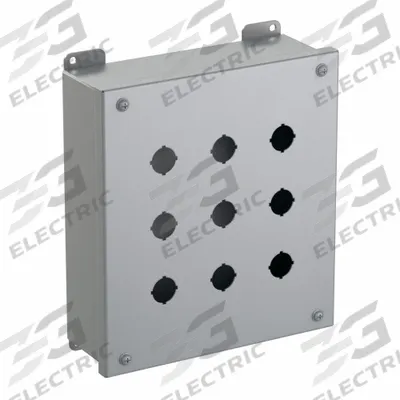 HAMMOND Push Button Enclosure: 22mm, 9 Holes, Carbon Steel - Enclosures for 22mm Operators