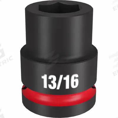 MILWAUKEE Standard Impact Socket: 3/4 in Drive Size, SAE, 13/16 in Socket Size, 6-Point - 3/4" Drive Impact Sockets