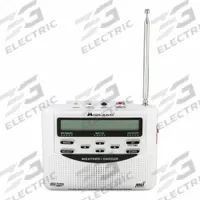 MIDLAND Portable Weather Radio: NOAA, White, 2 1/2 in Overall Dp, 6 in Overall Ht, 6 in Overall Wd (MPN WR-120B). Key specifications — Features: S.A.M.E. (Specific Area Message Encoding); Includes: AC Adapter; Radio Bands: NOAA; Alert Style: Audible Alert; Brand: MIDLAND; Includes Display: Display Included.
