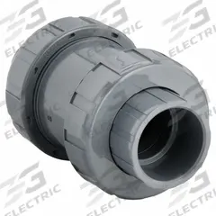 HAYWARD Check Valve: Ball, Inline Valve Body, PVC, 2 in Pipe Size, True Union Socket/NPT, Std, EPDM (MPN TC10200STE). Key specifications — Ball Material: PVC; Brand: HAYWARD.