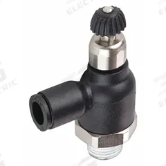 LEGRIS Compact Flow Control: Elbow Fitting, Screw, 8 mm Valve Body Size, 8 mm Tube, Meter Out (MPN 7065 08 13). Key specifications — attr947203: Technical Polymer; attr947205: LEGRIS.