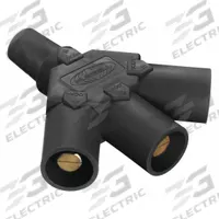 3-Fer: Female-Male-Male-Male, Black, 600V AC/600V DC, 400 A, Series 16 (MPN HBLF3MBK). Key specifications — Brand: HUBBELL; Gender Configuration: Female-Male-Male-Male.