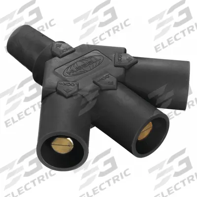 HUBBELL 3-Fer: Female-Male-Male-Male, Black, 600V AC/600V DC, 400 A - 3-Fer Triple-Tap Tees