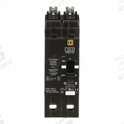 SQUARE D Miniature Circuit Breaker: 125 A, 277/480V AC, Single Phase, 18kA at 277/480V AC - EDB & EGB Series, Bolt-On Square D Miniature Circuit Breakers