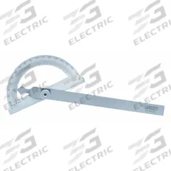 INSIZE Manual-Reading Protractor: 7 29/32 in Blade Lg, 0°to 180°, 1° Graduations, +/-0.3° Accuracy (MPN 4799-1150). Key specifications — attr1182193: Stainless Steel; attr1182194: +/-0.3°; attr1182195: 7-29/32 in; attr1182198: 1°; attr1182218: INSIZE.