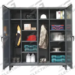 STRONG HOLD Storage Cabinet: 72 in x 24 in x 78 in, 10 Adj Shelves, 2 Doors, Legs, Dark Gray, Swing (MPN 66-DSW-2410). Key specifications — Brand: STRONG HOLD; Base Type: Legs; Cabinet Color: Dark Gray; Frame Assembled: Assembled.