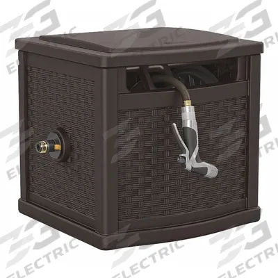 SUNCAST Garden Hose Reel: 150 ft (5/8 in I.D.), 12 in Reel Dia, Brown - Hand-Crank Garden Hose Reel Cabinets