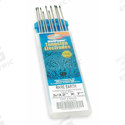 UNIWELD Tungsten Electrode: Rare Earth, 3/32 in x 7 in, Light Blue, EWG - Rare Earth Tungsten Electrodes