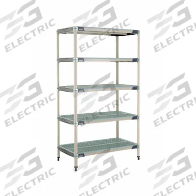 METRO Plastic Industrial Shelving: 24 in x 42 in, 74 in Overall Ht, 5 Shelves - Harsh-Environment Antimicrobial Stationary Plastic Shelving