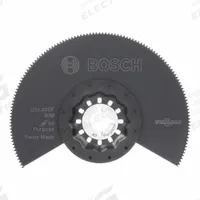 BOSCH Oscillating Tool Blade: 4 in Blade Wd, 3 in Overall Lg, Flush Cutting/Straight Cutting (MPN OSL400F). Key specifications — attr1097568: Flush Cutting; attr1097557: BOSCH; attr1097582: Wood.