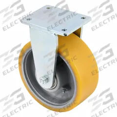 APPROVED VENDOR Plate Caster: Rigid, No Brake, Polyurethane, 8 in Wheel Dia, 3 1/8 in Wheel Wd, Slot (MPN BO-GTH 202K). Key specifications — Wheel Bearing Type: Ball; Wheel/Tread Color: Yellow; Brand: APPROVED VENDOR; Caster Type: Rigid.