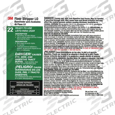 TOLCO Secondary Bottle Label: 11 in Ht, 8 1/2 in Wd, 3M Floor Stripper L0 22 - Secondary Container Labels and Tags
