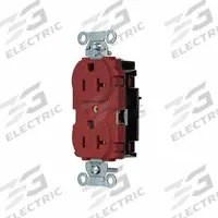 HUBBELL Receptacle: Duplex, 5-20, Red, 125V AC, 20 A, 2 Pole / 3 Wire (MPN BR20STR)