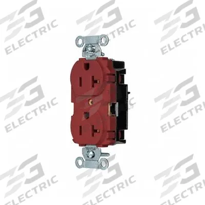 HUBBELL Receptacle: Duplex, 5-20, Red, 125V AC, 20 A, 2 Pole / 3 Wire (MPN BR20STR) - General Purpose Receptacles
