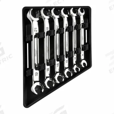 MILWAUKEE Flare Nut Wrench Set: Steel, Chrome, 6 Tools - Metric, Double End, Standard-Head, 6-Point, Flare Nut Wrench Sets