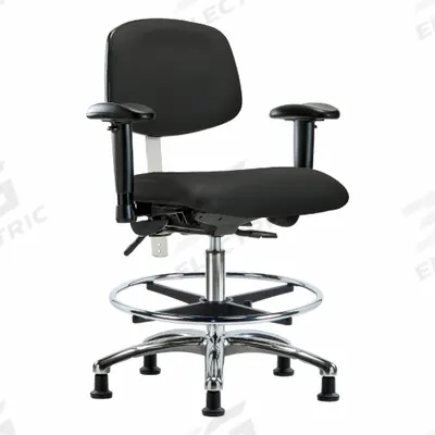 APPROVED VENDOR Cleanroom Task Chair: Vinyl, Arms Included, Ht Range 21 1/2 in to 29 in - Vinyl Cleanroom Chairs