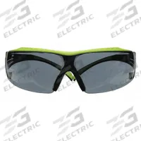SECUREFIT Safety Glasses: Gray Lens, Frameless, Anti-Fog, Black/Green Frame (MPN SF402XAF-GRN). Key specifications — Brand: SECUREFIT; Frame Color: Black/Green; Lens Color: Gray.