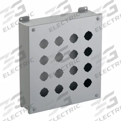 HAMMOND Push Button Enclosure: 30mm, 16 Holes, Carbon Steel - Enclosures for 30mm Operators