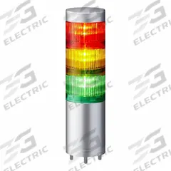 PATLITE Tower Light Assembly: 3 Tier, No Sounder Tier, IP65, Amber/Green/Red, Direct Wire, Steady (MPN LR6-302WJNU-RYG). Key specifications — Manufacturer Part Number: LR6-302WJNU-RYG; Brand: PATLITE; Operating Voltage: 24V DC; Light Tier Color: Amber.