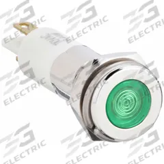 APPROVED VENDOR Flush Panel Light: 10 mm Panel Mounting Hole Dia, LED, Green, Flush Head, H10 (MPN 24M106). Key specifications — Brand: APPROVED VENDOR; Electrical Connection: 0.11 Male Quick Disconnect.