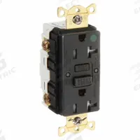 HUBBELL GFCI Receptacle: Hospital Grade, Duplex, 5-20R, Black, GFCI, 125V AC, 20 A, 2 Pole / 3 Wire (MPN GFRTW83BLK)