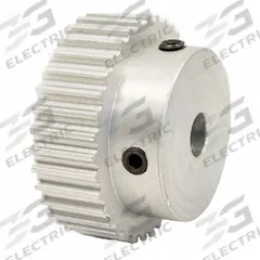 DAYTON Timing Pulley: Modified Curvilinear, Fixed, For GT Timing Belt Section, For 6 mm Belt Wd (MPN 36-3P06-6A3). Key specifications — Brand: DAYTON; Finish: Clear Anodized; For Belt Series: Powerhouse®.
