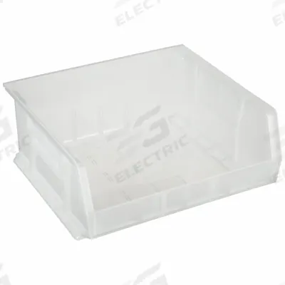AKRO-MILS Hang and Stack Bin: 16 1/2 in x 14 3/4 in x 7 in, Clear, Label Holder Included - Clearview Plastic Bins