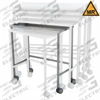 Nested Table: 16 in Overall Wd, 34 in Overall Ht, 32 in Overall Lg, Stainless Steel, Silver, Swivel (MPN 7826MR). Key specifications — Brand: BLICKMAN; Caster Type: Swivel; Countertop Material: Stainless Steel.