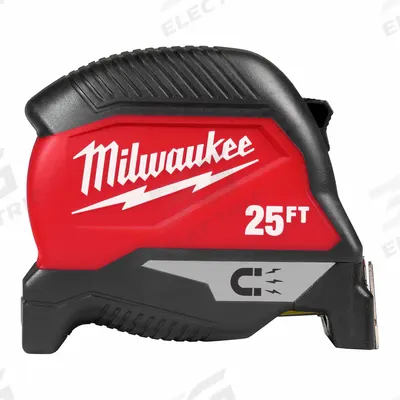 MILWAUKEE Magnetic Tape Measure: Magnetic Single Hook Tip, 25 ft, Plastic - Standard (Inch) Tape Measures