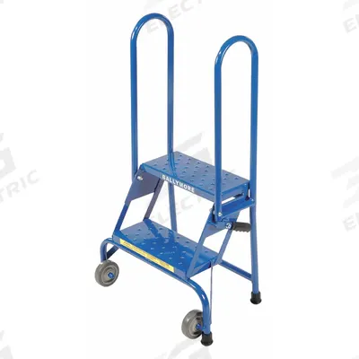 BALLYMORE Rolling Ladder: 1.6 ft Platform Ht, Assembled, No Locking Mechanism, Steel - Steel Folding Ladders