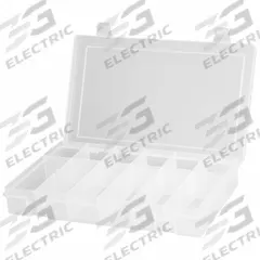 DURHAM MFG Compartment Box: 6 3/4 in x 10 7/8 in x 1 3/4 in, Clear, 12 Compartments, Snap (MPN SPOS12-CLR). Key specifications — ESD Conductive: Not Electrostatic Discharge Conductive; Color: Clear; Compartment WxD: (6) 1-11/16 in x 2 in; Brand: DURHAM MFG; Material: Plastic.