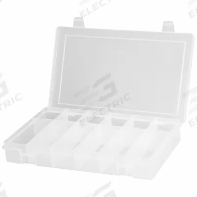 DURHAM MFG Compartment Box: 6 3/4 in x 10 7/8 in x 1 3/4 in, Clear, 12 Compartments - Small Parts Compartmented Boxes with Fixed Dividers