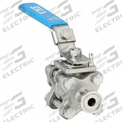 APPROVED VENDOR Manual Two-Way Ball Valve: 1/2 in, 316 Stainless Steel, Straight, Clamp x Clamp (MPN EG90CC-6.5). Key specifications — Average Surface Roughness (Ra): 20 Ra μ-in; 3-A Compliance: Meets 3A Sanitary Standards; Brand: VNE; Handle: Locking Lever.