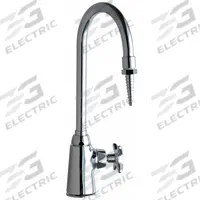 CHICAGO FAUCETS Laboratory Faucet: Faucet, Single-Post, For Distilled Water Media, 1 Handles, Cross (MPN 969-CTF). Key specifications — Brand: CHICAGO FAUCETS; Color/Finish: Chrome; Inlet Connection Type: NPT; Product Type: Faucet; Index Color: White; Flow Pattern: Inline.